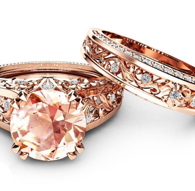 14K Rose Gold Plated Champagne Gemstone Ring – Best Price Online