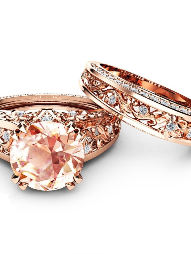 14K Rose Gold Plated Champagne Gemstone Ring – Best Price Online