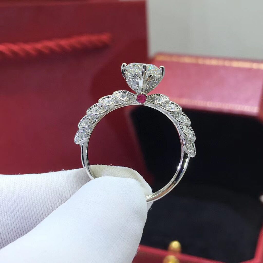 Platinum Plated Moissanite Goddess Ring