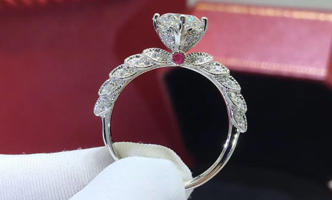 Platinum Plated Moissanite Goddess Ring